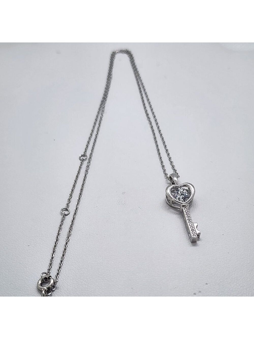 Brand New Sterling Silver 925 Key Heart Necklace - Picture 1 of 5